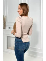 Blúzka s buffovými rukávmi tmavo béžová