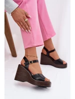 Dámské sandály na platformě Eko kůže Černé Parilisse