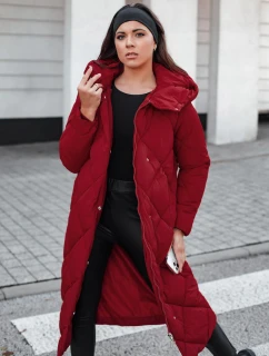 Dámska prešívaná zimná bunda s kapucňou FEMACOAT bordová FashionStreet TY5479