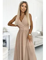 362-6 JUSTINE Dlhé šaty so srdiečkovým výstrihom a spodnou časťou - BEACH