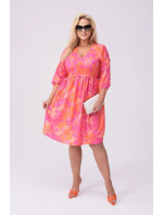 Ružové a oranžové dámske letné kvetinové šaty (8276)