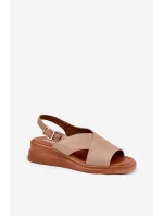 Sandały Damskie Na Koturnie Z Eko Skóry Beżowe Quilara