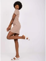 Šaty D16054M30315A biele a hnedé