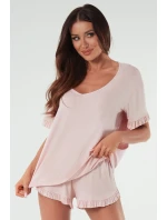 Talianska móda Puntini crêpe farba:print/powder pink Talianska móda Puntini crêpe farba:print/powder pink