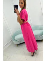 Dlhé šaty s ozdobným pásikom ružové