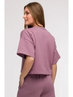 B294 Orezaná mikina s krátkym rukávom - heather