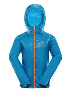 Detská ultraľahká bunda s nepremokavou úpravou ALPINE PRO BIKO neonovo modrá