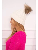 Fleecová kockovaná čiapka K226 ecru