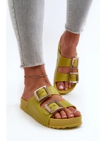 Damskie Klapki Gładkie ZAXY LL285077 Limonkowe