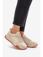 Skórzane Sneakersy Damskie Big Star OO274A315 Hi-Poly System Beżowe