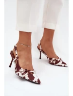 Czółenka Z Odkrytą Piętą I Paseczkami Łaty Biało-Brązowe Ravira