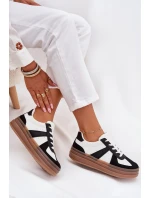 Sneakesy Damskie Na Platformie Biało-Czarne Sivirae