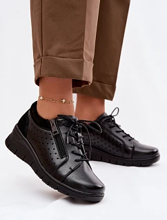 Kožené dámské polobotky na platformě Vinceza 39977 Černé