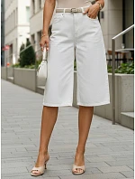 Dámske pruhované džínsové bermudy s vysokým pásom FashionStreet SY0503 Dámske pruhované džínsové bermudy s vysokým pásom FashionStreet SY0503