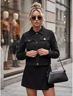 Dámska semišová bunda na patentky, čierna, FashionStreet TY5880 Dámska semišová bunda na patentky, čierna, FashionStreet TY5880