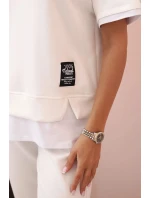 Dámsky maslový set s krátkymi rukávmi a nohavicami v odtieni ecru