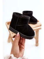 Ocieplane Czarne Dziecięce Młodzieżowe Botki Śniegowce Gooby