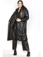 Čierna oversize bunda z ekologickej kože (AG1-J9080)