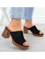 Dámske semišové žabky na ihličkách čierne Potocki 54309