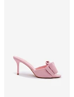 Dámske lodičky na podpätku s mašľou a imitáciou semišu Pink Magnolia Dámske lodičky na podpätku s mašľou a imitáciou semišu Pink Magnolia