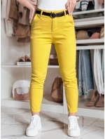 Dámske nohavice slim fit s opaskom TAIRONIK horčicová FashionStreet UY2539