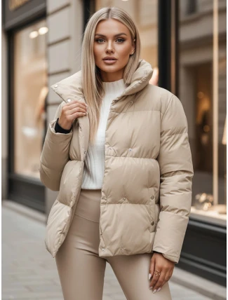 Dámska prešívaná zimná bunda LARO light beige FashionStreet TY4703z Dámska prešívaná zimná bunda LARO light beige FashionStreet TY4703z