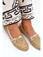 Elegantné kožené espadrilky s úpletom béžovo-zlaté Zazoo 10178 Elegantné kožené espadrilky s úpletom béžovo-zlaté Zazoo 10178