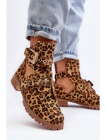 Dámske semišové členkové topánky Lu Boo s leopardím výrezom Rock Girl