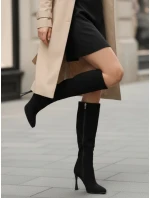 Dámske semišové čižmy na podpätku čierne FashionStreet ZY1335 Dámske semišové čižmy na podpätku čierne FashionStreet ZY1335