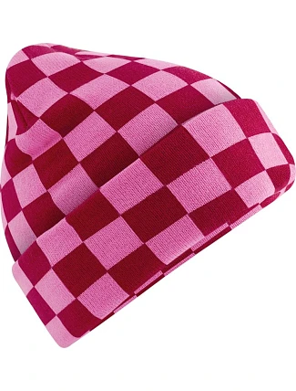 Beechfield B 531 Pletená čiapka „Checkerboard“ 53.0531 classic red/true pink