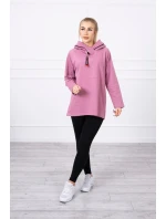 Tmavo ružová tunika na zips s kapucňou Oversize