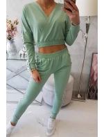 Sada s ozdobnými stuhami tmavo mätová