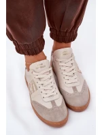 Skórzane Buty Sportowe Sneakersy Damskie Panterka CheBello 4640 Beżowe