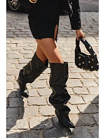 Čierne vysoké čižmy typu Slouchy na platforme s vysokým lýtkom Irmae Čierne vysoké čižmy typu Slouchy na platforme s vysokým lýtkom Irmae