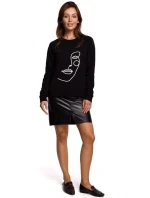 B167 Sveter s potlačou na prednej strane - čierny B167 Sveter s potlačou na prednej strane - čierny