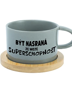 Byť naštvaný je moja nadprirodzená vlastnosť - sivý hrnček s makrónkou 200 ml