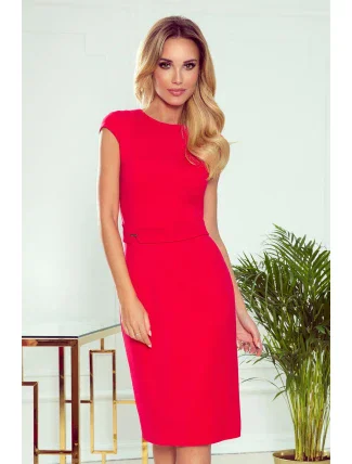 TAMARA - Elegantné červené dámske midi šaty s opaskom 301-2 TAMARA - Elegantné červené dámske midi šaty s opaskom 301-2