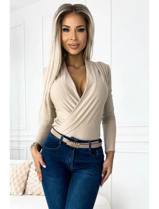 375-7 BODY s obálkovým výstrihom - béžová