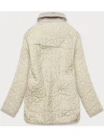 Tenká dámska bunda v krémovej farbe s ozdobným prešívaním (JIN226)