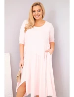 Dámska bavlnená sukňa s asymetrickým lemom Plus Size Powder Pink