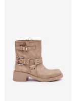 Dámske kožené nízke topánky s remienkami Zazoo 3644 Beige