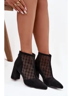 Botki Damskie Na Słupku Z Siateczką D&A LZ52-944 Czarne