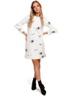 Šaty áčkového strihu s potlačou a volánovými rukávmi M445 - Moe