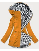 Dámska obojstranná bunda do pása v žlto-pepito farbe (M-163) Dámska obojstranná bunda do pása v žlto-pepito farbe (M-163)