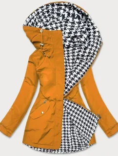 Dámska obojstranná bunda do pása v žlto-pepito farbe (M-163)