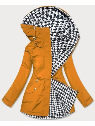 Dámska obojstranná bunda do pása v žlto-pepito farbe (M-163) Dámska obojstranná bunda do pása v žlto-pepito farbe (M-163)