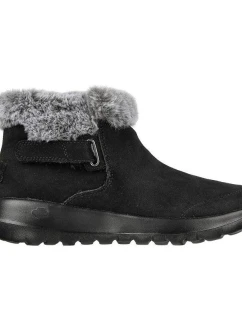 Skechers ON-THE-GO JOY FIRST GLANCE Dámske semišové kožené zimné topánky s umelou kožušinou Black (144041-BKGY) Dámske