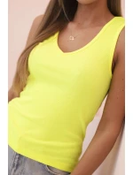 Dámsky bavlnený top s ramienkami a véčkovým výstrihom Neon Yellow