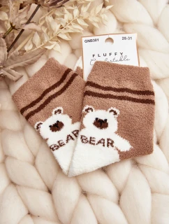 Młodzieżowe Ciepłe Skarpety Z Misiem Jasnobrązowe
