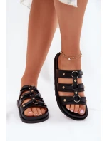 Klapki Damskie Z Paskami Czarne Pasiriela